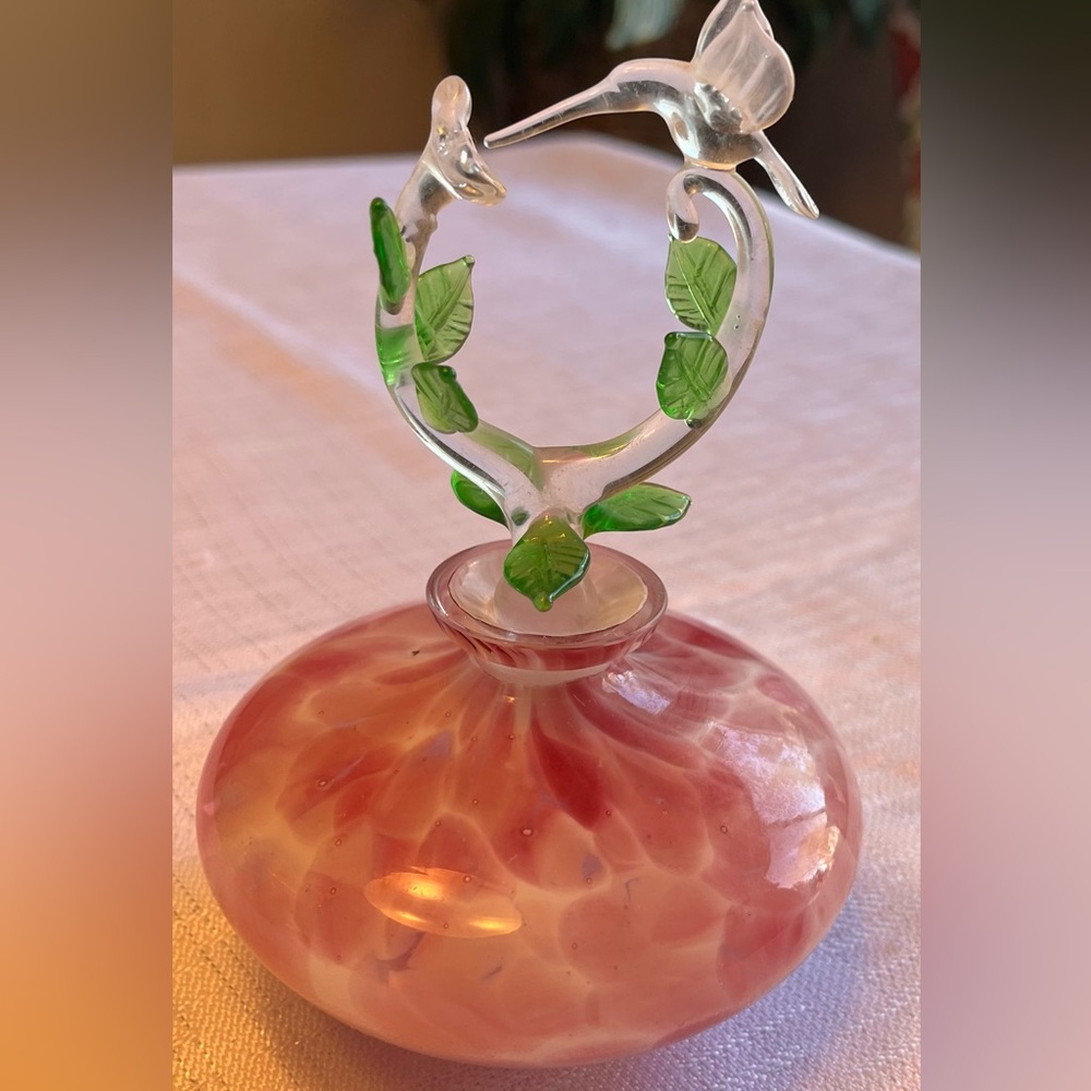 Elegant vintage Glass Hummingbird perfume bottle